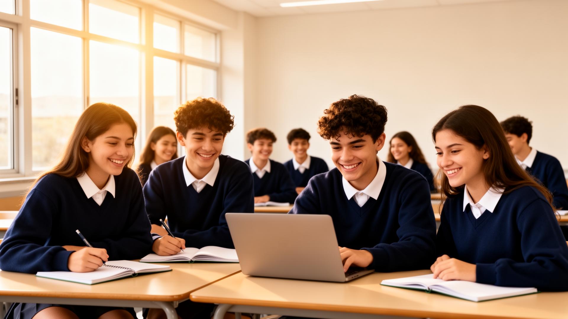 Alunos do Ensino Médio do Colégio Bento Quirino em sala de aula